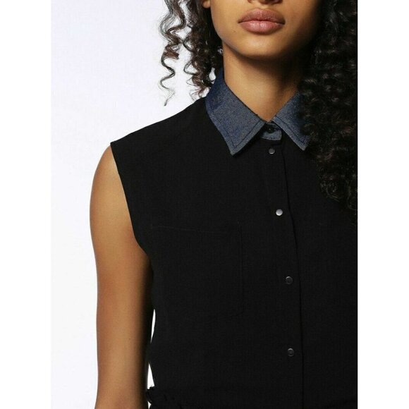 DIESEL Women's Black Chiffon Collared D-casey-b Pleated Shirt Dress DL12 $248 - Picture 7 of 11